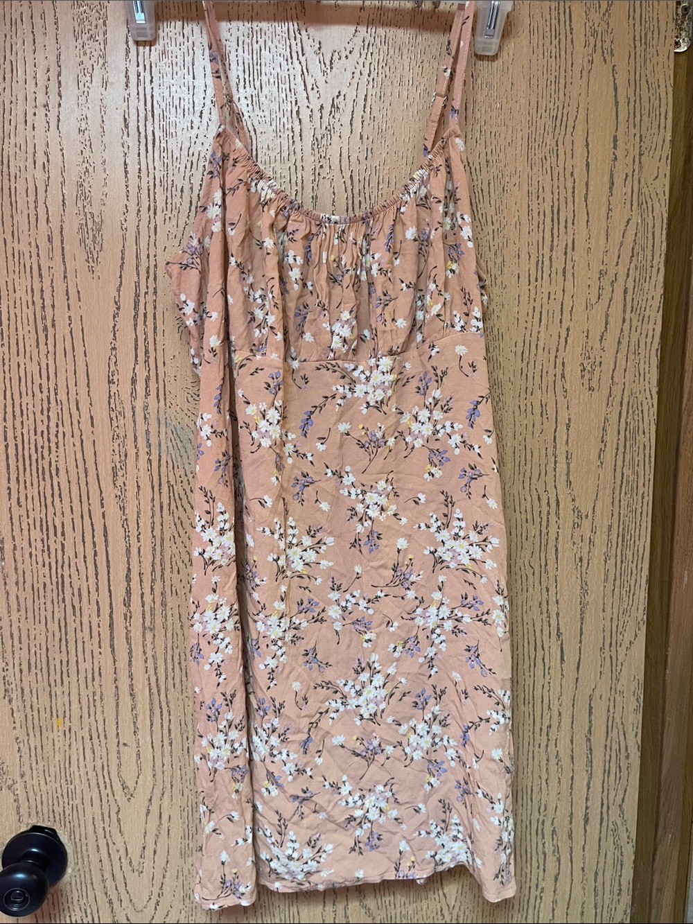 American Eagle Outfitters Peach Floral Spaghetti-Strap Mini Dress
